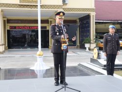 Upacara Hari Kebangkitan Nasional 2024 di Lapangan Apel Mapolres Kampar.