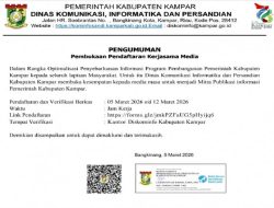 Diskominfo Kampar Buka Pendaftaran Kerja Sama Media Tahun 2026